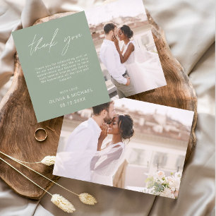 Sage Green Mariage Minimaliste Merci Cartes