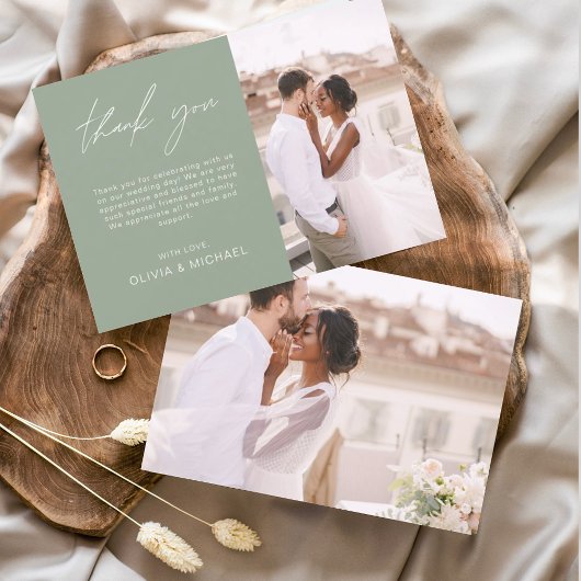 Sage Green Mariage Minimaliste Merci Cartes