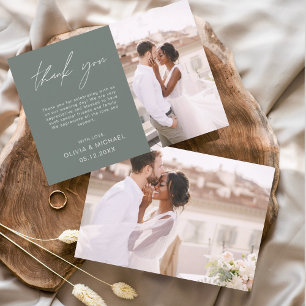 Sage Green Mariage Minimaliste Merci Cartes