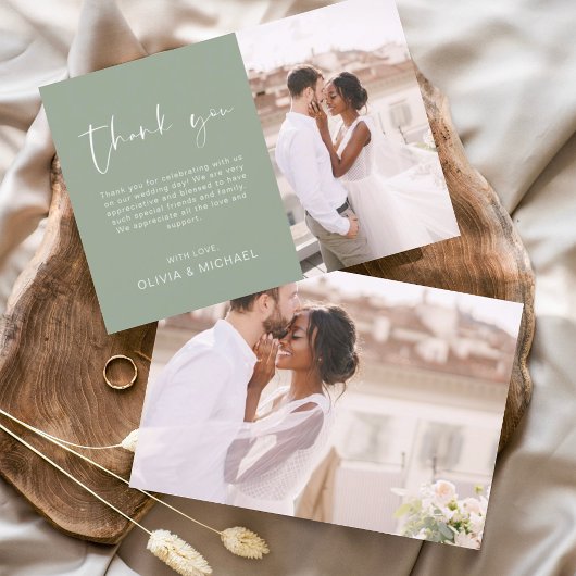 Sage Green Mariage Minimaliste Merci Cartes