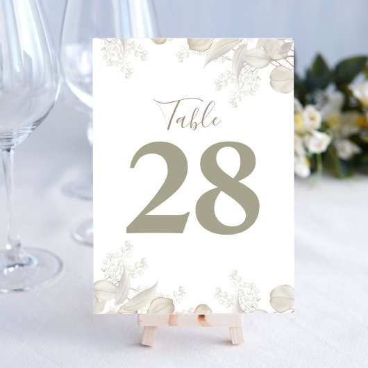 Sage Green Mariage Numéro de table Vert