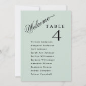 Sage Green Mariage Plan de siège Cartes Nom de l'i (Dos)