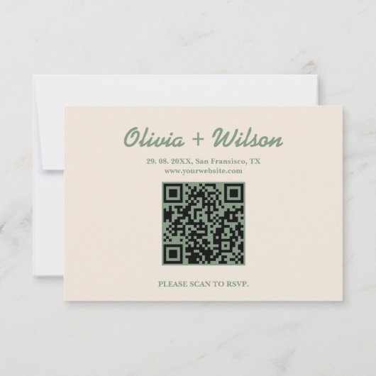 Sage Green Mariage QR Code RSVP (Dos)