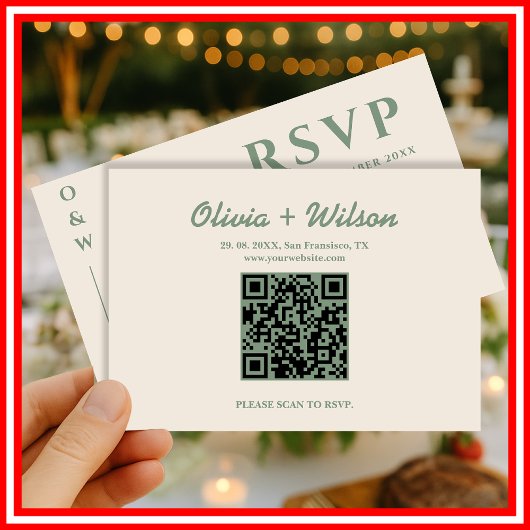 Sage Green Mariage QR Code RSVP