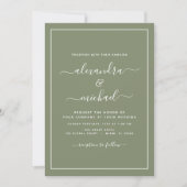 Sage Green Mariage Typographie moderne Invitation (Devant)