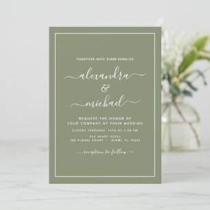 Sage Green Mariage Typographie moderne Invitation