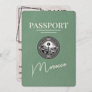 Sage Green Marokko Paspoort Bewaar de datum Save The Date