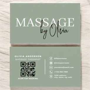Sage Green Massage Therapeut QR-code Visitekaartje