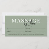 Sage Green Massage Therapist Gift Certificates (Achterkant)