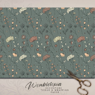 Sage Green Meadow Bloeit Tijdloze Bloemen Tissuepapier