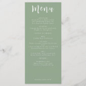 Sage Green Menu Mariage Élégant Boho Simple (Devant)