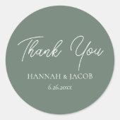 Sage Green Merci Mariage Favoriser Sticker (Devant)