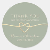 Sage Green Merci Mariage Favoriser Stickers (Devant)