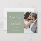 Sage Green Merci Mariage photo minimaliste (Devant)