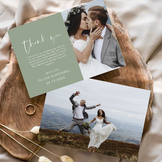 Sage Green Merci Mariage photo minimaliste