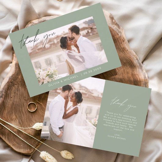 Sage Green Merci Mariage photo minimaliste