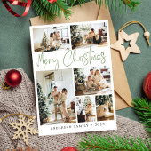 Sage Green Merry Kerstkalligrafie Foto Feestdagenkaart