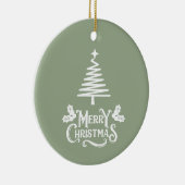 Sage Green Merry Kerstmis Keramisch Ornament (Rechts)