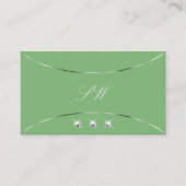 Sage Green met Silver Decor Diamonds en Monogram Visitekaartje (Voorkant)