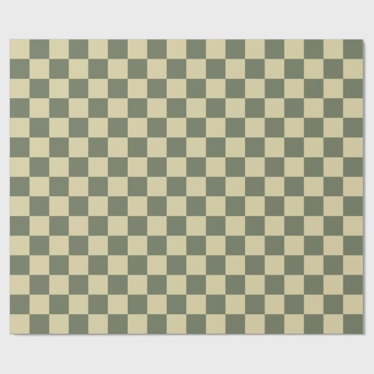 Sage Green met Vanilla Checkered Pattern Cadeaupapier (Vlak)