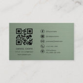 Sage Green Metallic Company Logo QR Code  Visitekaartje (Voorkant)