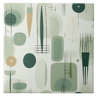 Sage Green Mid Century Modern Abstract Tegeltje