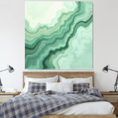 Sage Green Mineral Vein Abstract - Biologisch Mode Canvas Afdruk (Insitu (Slaapkamer))