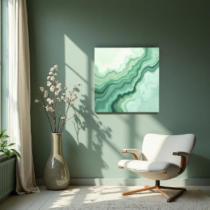 Sage Green Mineral Vein Abstract - Biologisch Mode Canvas Afdruk