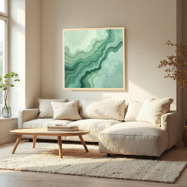 Sage Green Mineral Vein Abstract - Biologisch Mode Poster