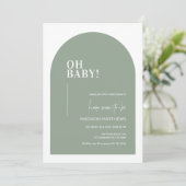 Sage Green Minimal Arc Oh Baby shower Invitation (Debout devant)