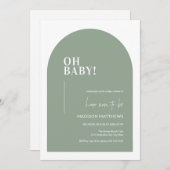 Sage Green Minimal Arch Oh Baby shower Uitnodiging (Voorkant / Achterkant)
