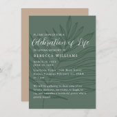 Sage Green Minimal Celebration of Life Invitation (Devant / Derrière)
