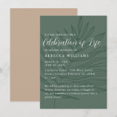 Sage Green Minimal Celebration of Life Invitation Kaart (Voorkant / Achterkant)