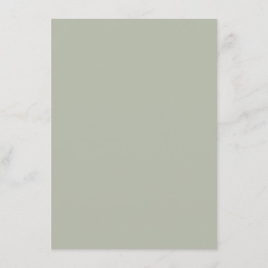 Sage Green Minimal Élégant Mariage Carte de boîtie (Dos)