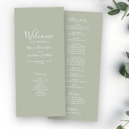 Sage Green Minimal Modern Wedding Program Kaart