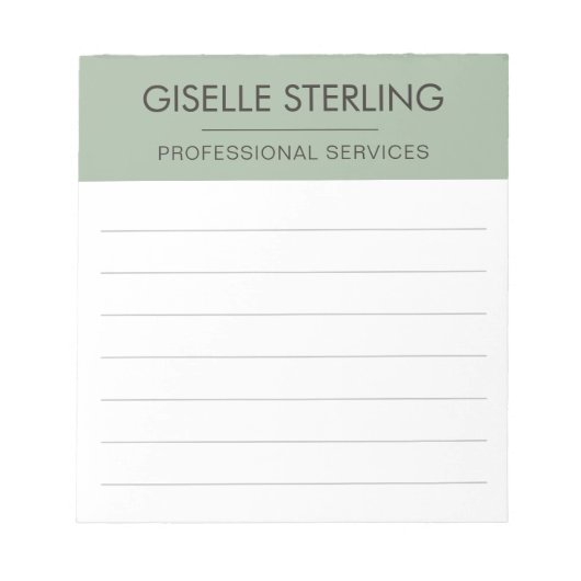 Sage Green Minimal Professional Modern Business Notitieblok (Voorkant)