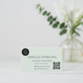 Sage Green Minimal Professionele Logo Foto Visitekaartje (Staand voorkant)