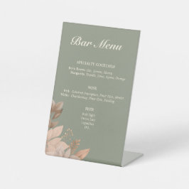 Sage Green Minimal Wedding Bar Menu Pedestal Sign Reclamebord Met Voetstuk