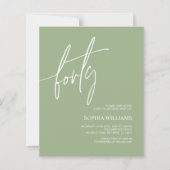 Sage Green Minimalist 40th Birthday Invitation (Voorkant)