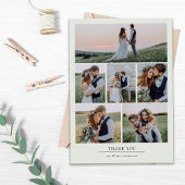 Sage Green Minimalist 7 foto bruiloft Bedankkaart