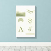 Sage Green Minimalist Abstract Wall Art Canvas Afdruk (Insitu (Houten vloer))