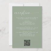 Sage Green minimalist alles in één bruiloft QR-cod Kaart (Achterkant)