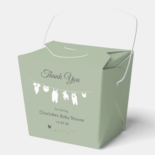 Sage Green Minimalist Baby shower Bedankdoosjes (Voorkant)