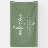 Sage Green Minimalist Boho Baby shower Welkom Spandoek (Verticaal)