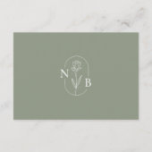 Sage Green Minimalist Boho Wedding Tijdschema Informatiekaartje (Achterkant)