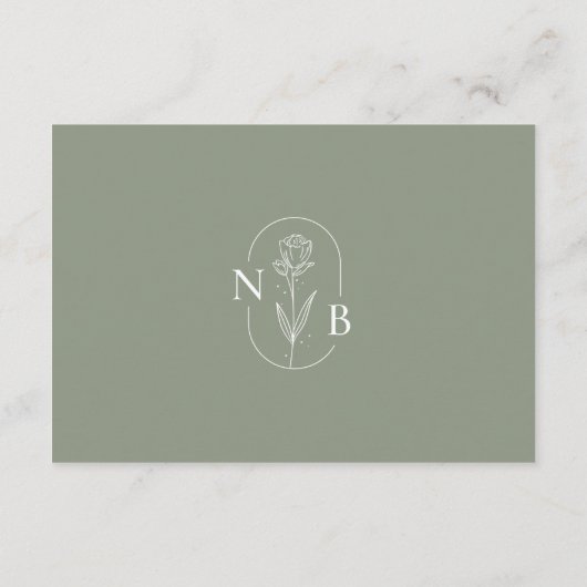Sage Green Minimalist Boho Wedding Tijdschema Informatiekaartje (Achterkant)