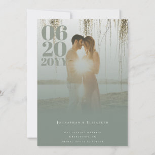 Sage Green Minimalist Bold Type Foto Save The Date