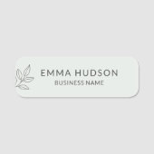 Sage Green Minimalist Botanical Small Business  Naamplaatje (Voorkant)