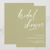 Sage Green Minimalist Bridal Shower Invitation (Devant / Derrière)