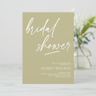 Sage Green Minimalist Bridal Shower Invitation Kaart